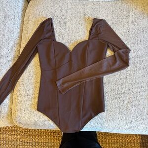 Abercrombie & Fitch Chocolate Long Sleeve Bodysuit